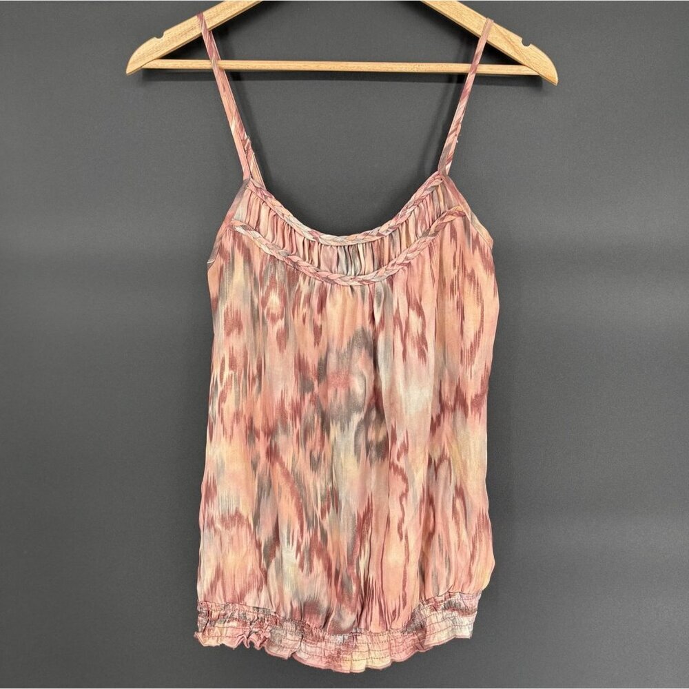 FANG Women's Y2k Braided Neckline Going Out Top L Pink Spaghetti Strap Party